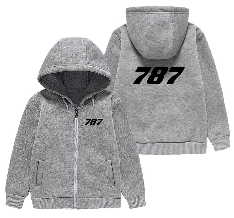 787 Flat Text Designed "CHILDREN" Zipped Hoodies