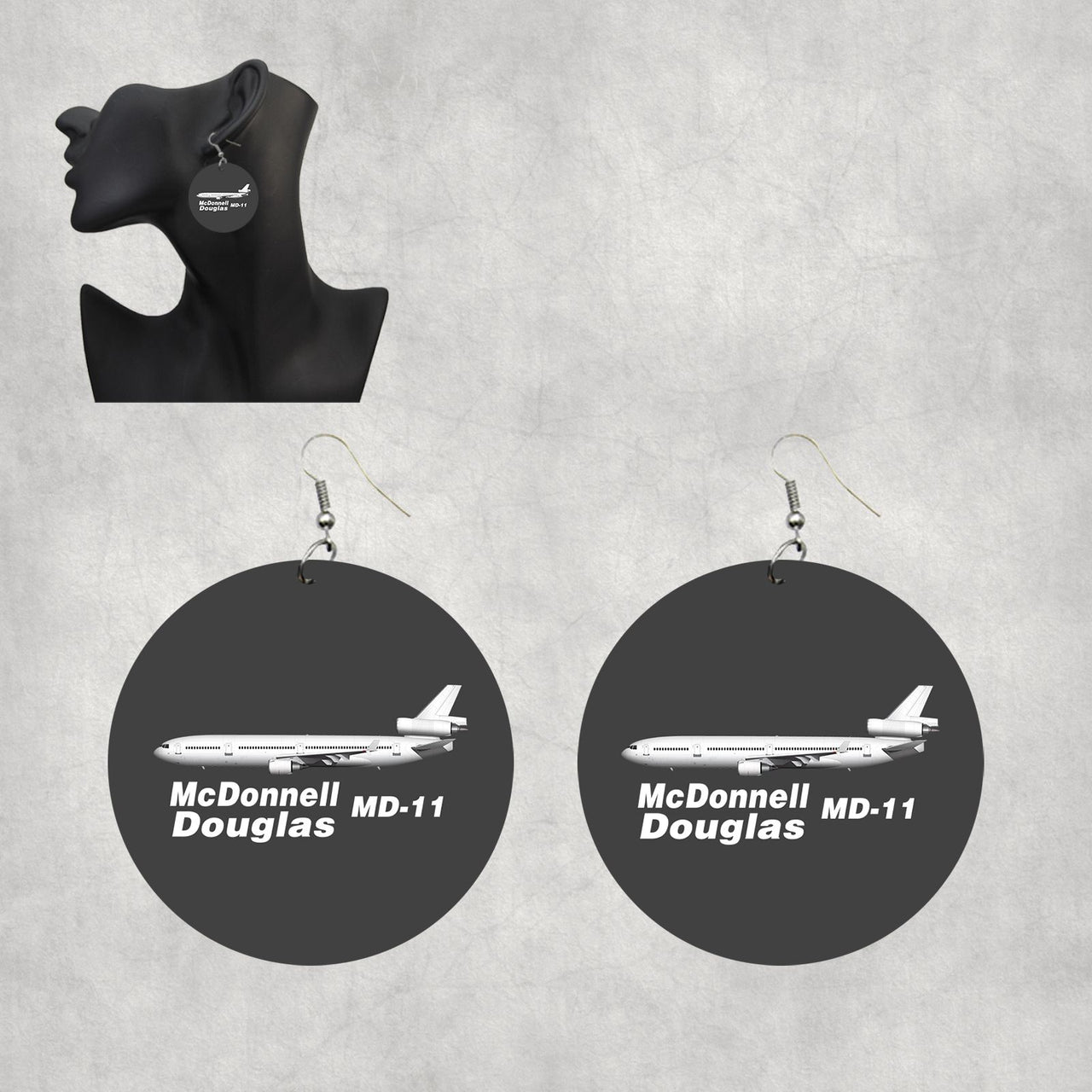 The McDonnell Douglas MD-11 Designed Wooden Drop Earrings