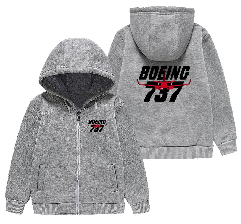 Amazing Boeing 737 Designed "CHILDREN" Zipped Hoodies