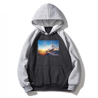 Thumbnail for Airplane Flying over Big Buildings Designed Colourful Hoodies