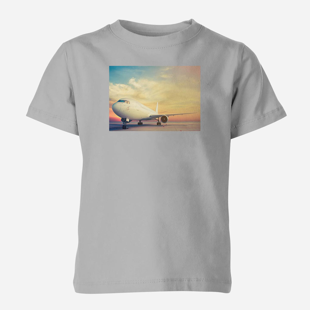 Parked Aircraft During Sunset Designed Children T-Shirts