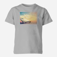 Thumbnail for Parked Aircraft During Sunset Designed Children T-Shirts