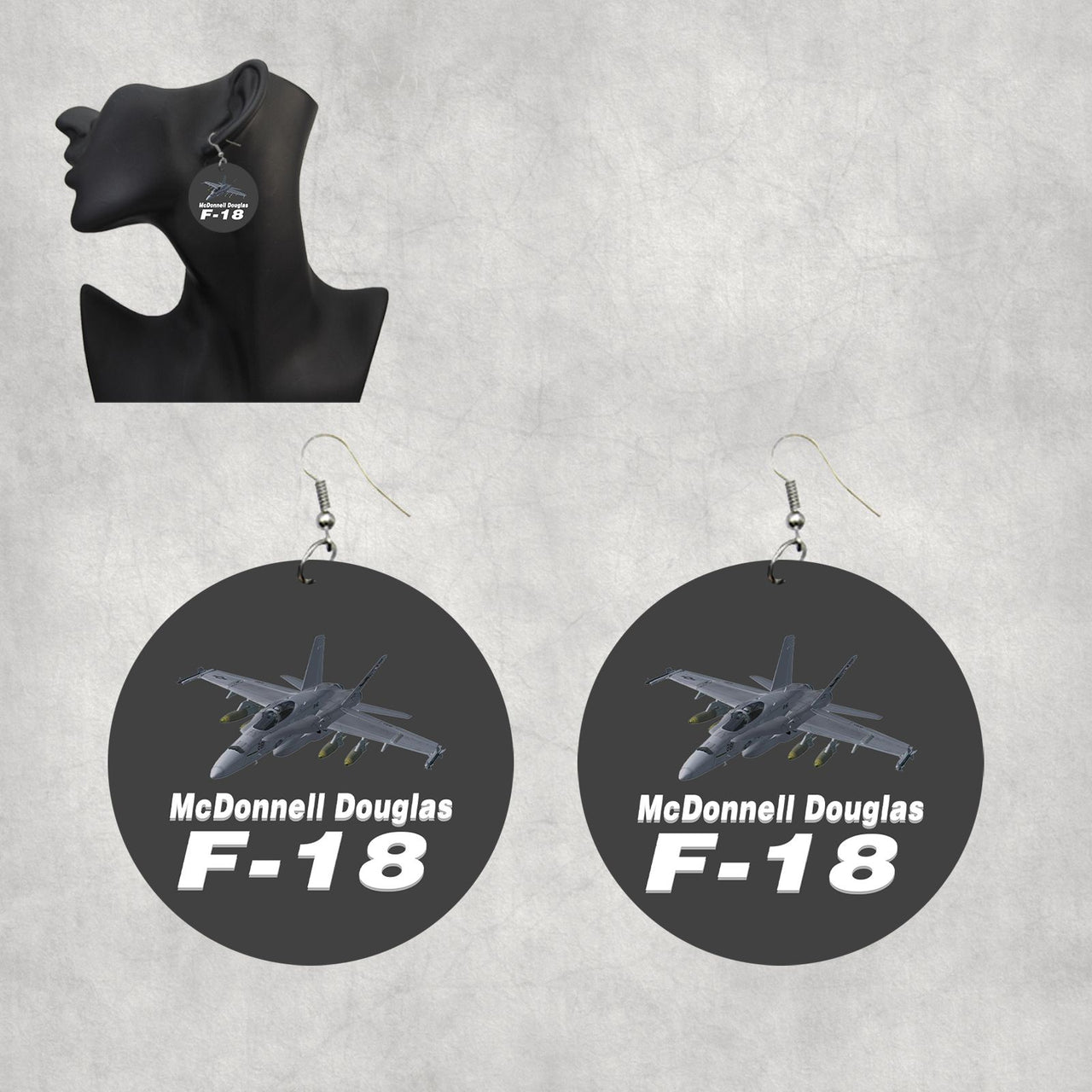 The McDonnell Douglas F18 Designed Wooden Drop Earrings