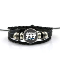 Thumbnail for Super Boeing 737+Text Designed Leather Bracelets