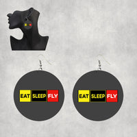 Thumbnail for Eat Sleep Fly (Colourful) Designed Wooden Drop Earrings