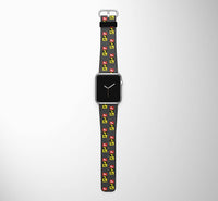 Thumbnail for Flat Colourful 747 Designed Leather Apple Watch Straps