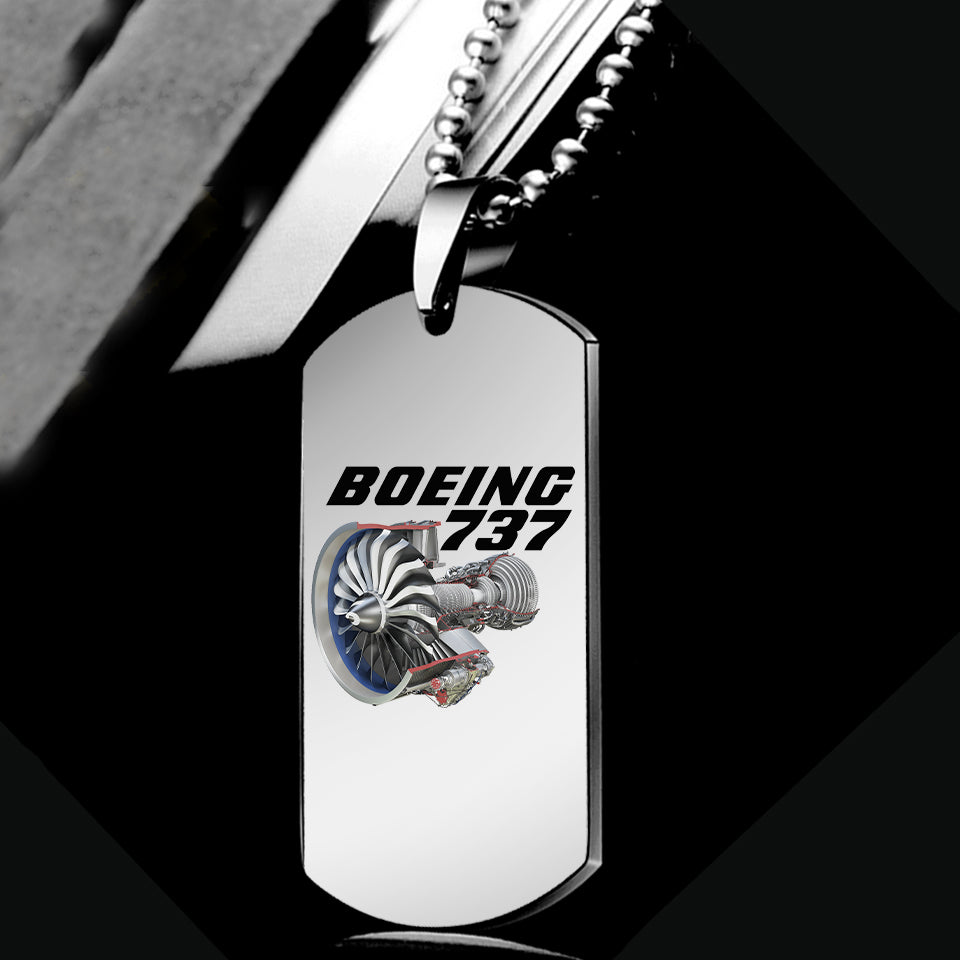 Boeing 737+Text & CFM LEAP-1 Engine Designed Metal Necklaces