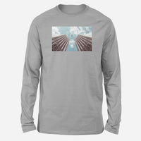 Thumbnail for Airplane Flying over Big Buildings Designed Long-Sleeve T-Shirts