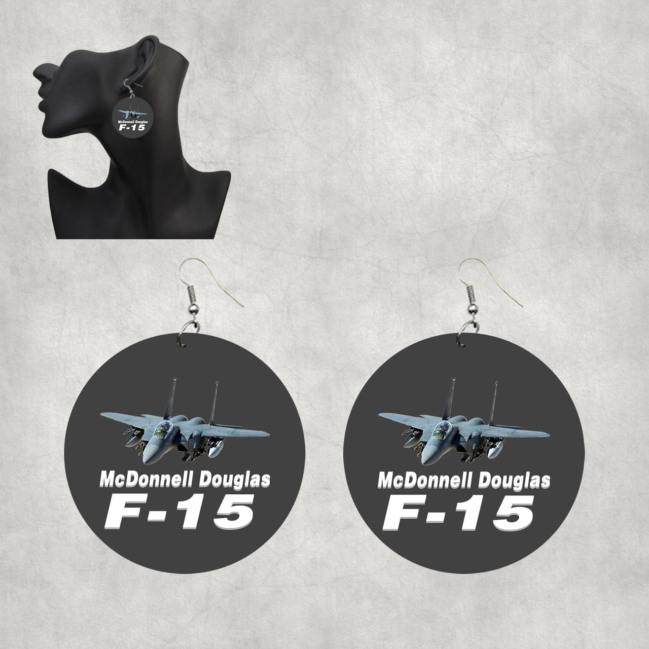 The McDonnell Douglas F15 Designed Wooden Drop Earrings