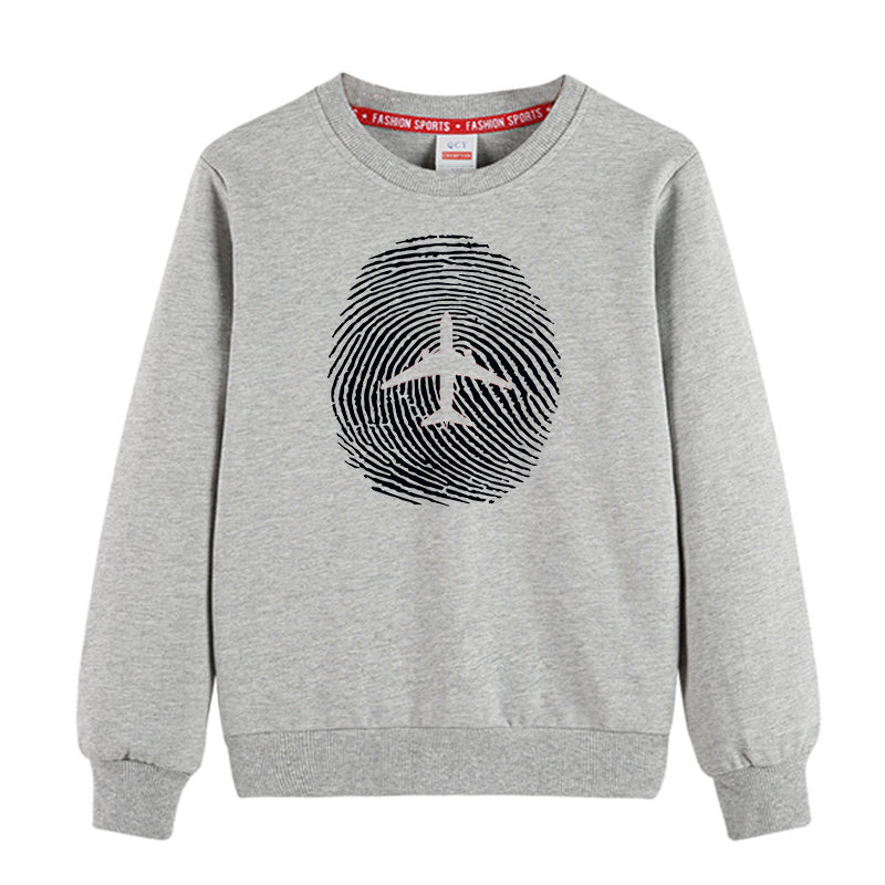 Aviation Finger Print Designed "CHILDREN" Sweatshirts