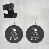 Thumbnail for Student Pilot (Helicopter) Designed Wooden Drop Earrings