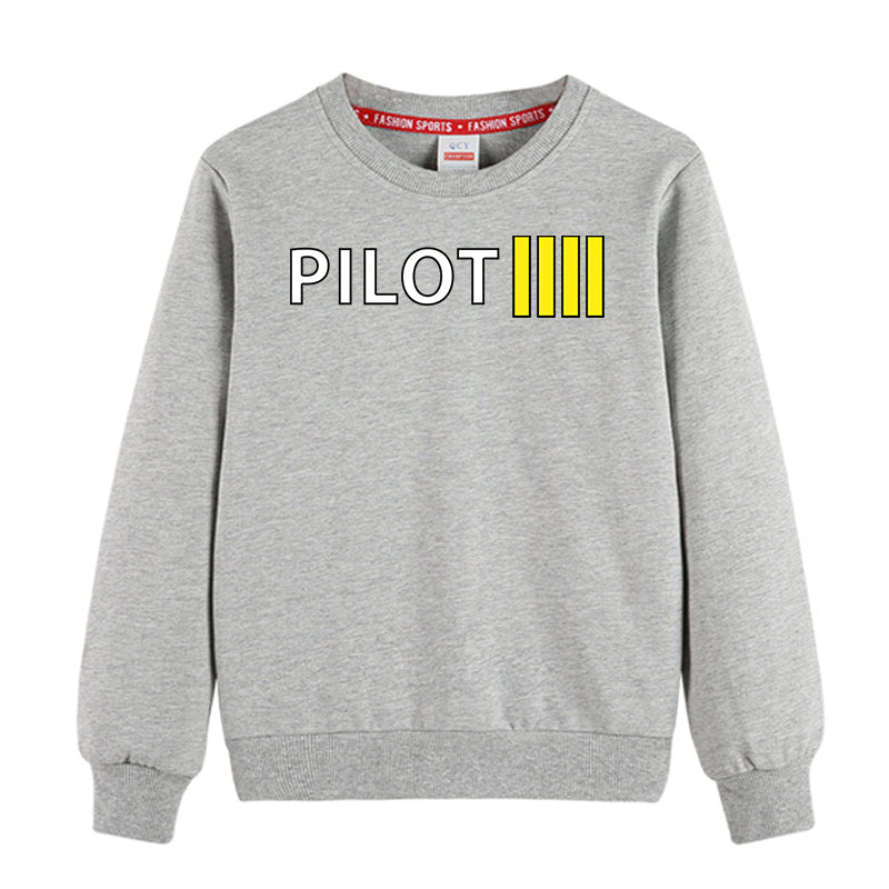 Pilot & Stripes (4 Lines) Designed "CHILDREN" Sweatshirts