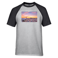 Thumbnail for Airport Photo During Sunset Designed Raglan T-Shirts
