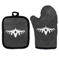 Thumbnail for Fighting Falcon F16 Silhouette Designed Kitchen Glove & Holder