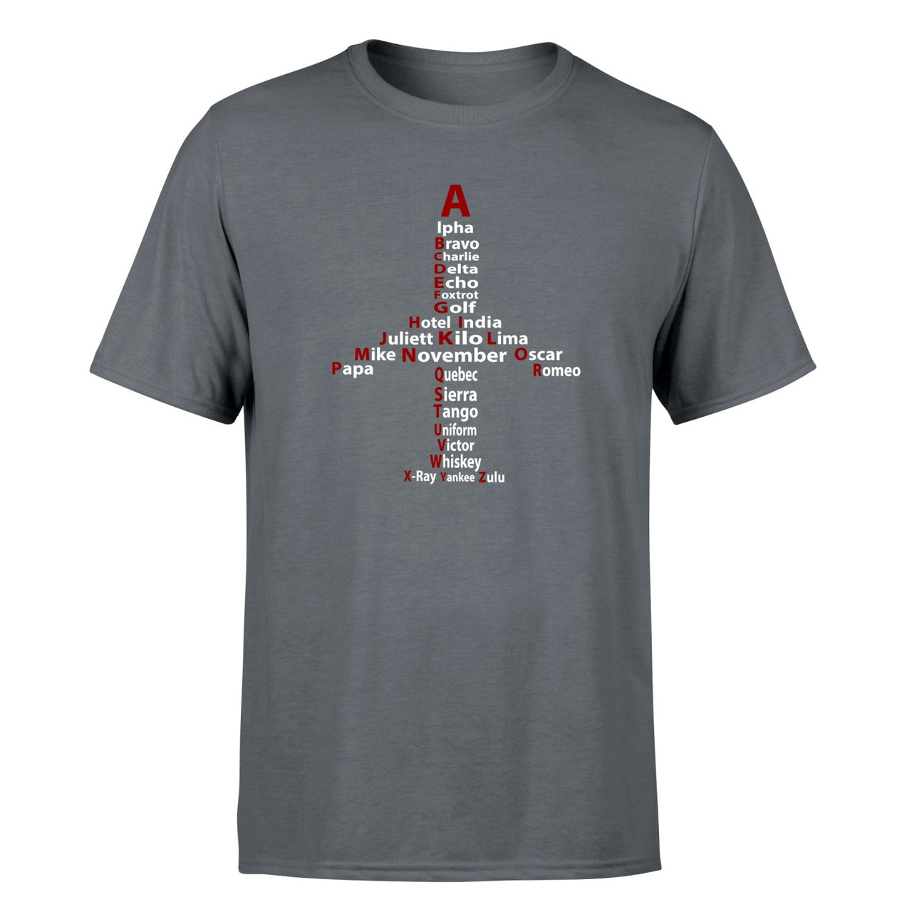Airplane Shape Aviation Alphabet Designed T-Shirts