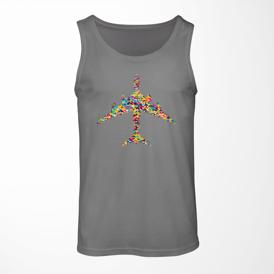 Colourful Airplane Designed Tank Tops