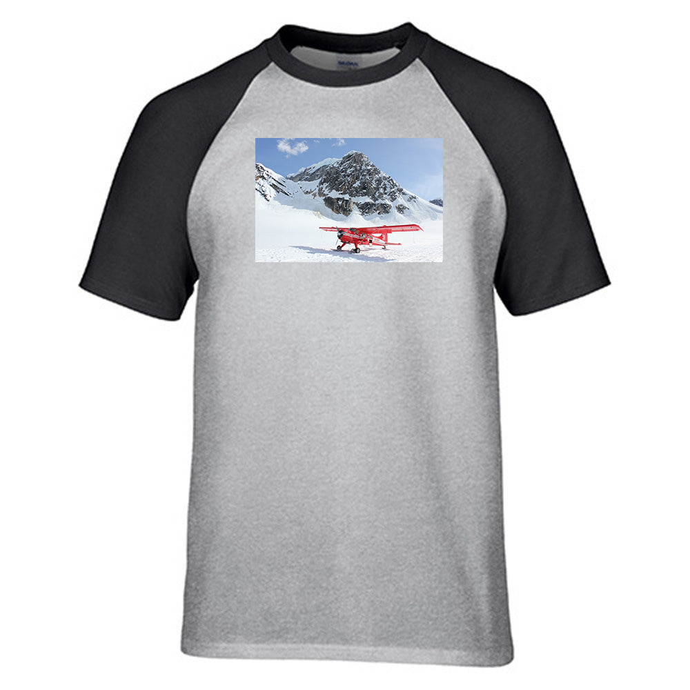 Amazing Snow Airplane Designed Raglan T-Shirts