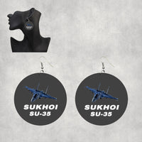 Thumbnail for The Sukhoi SU-35 Designed Wooden Drop Earrings