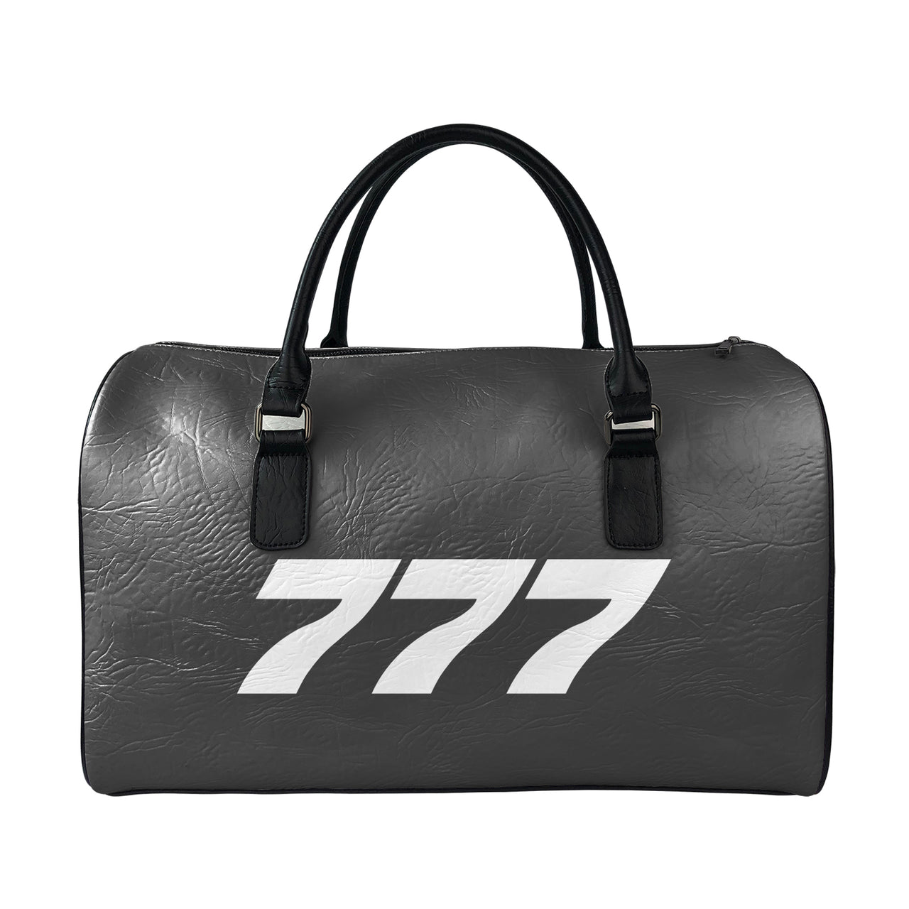 777 Flat Text Designed Leather Travel Bag