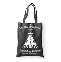 Thumbnail for One Mile of Runway Will Take you Anywhere Designed Tote Bags