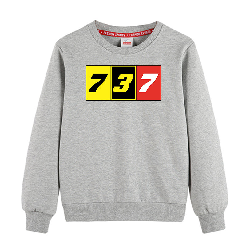 Flat Colourful 737 Designed "CHILDREN" Sweatshirts