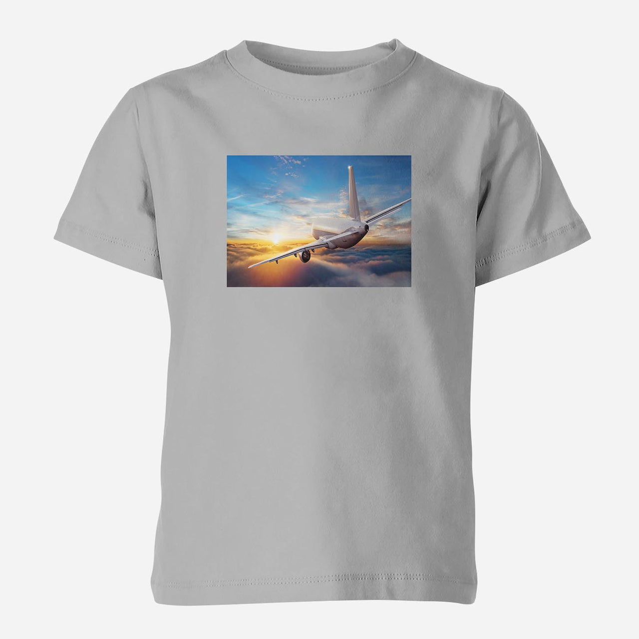 Airliner Jet Cruising over Clouds Designed Children T-Shirts