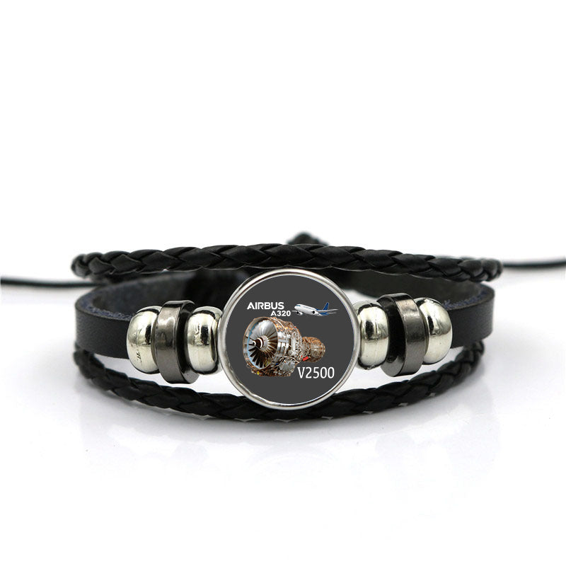 Airbus A320 & V2500 Engine Designed Leather Bracelets