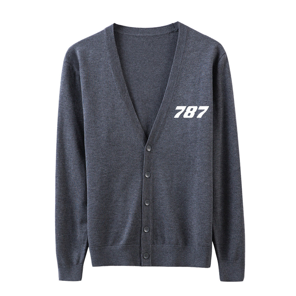 787 Flat Text Designed Cardigan Sweaters