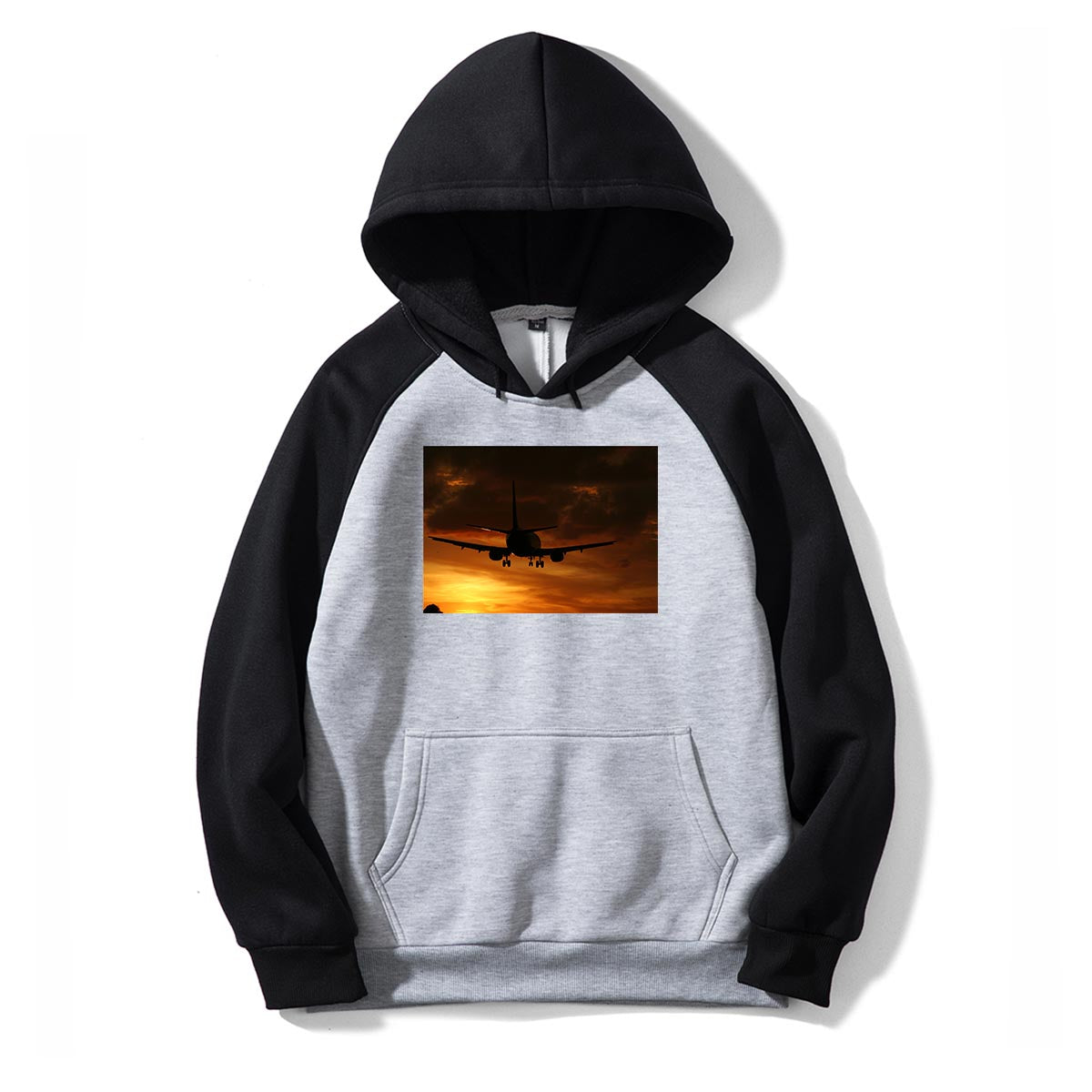Beautiful Aircraft Landing at Sunset Designed Colourful Hoodies