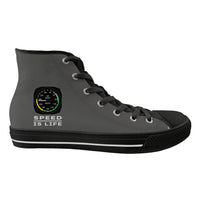 Thumbnail for Speed Is Life Text Designed Long Canvas Shoes (Women)