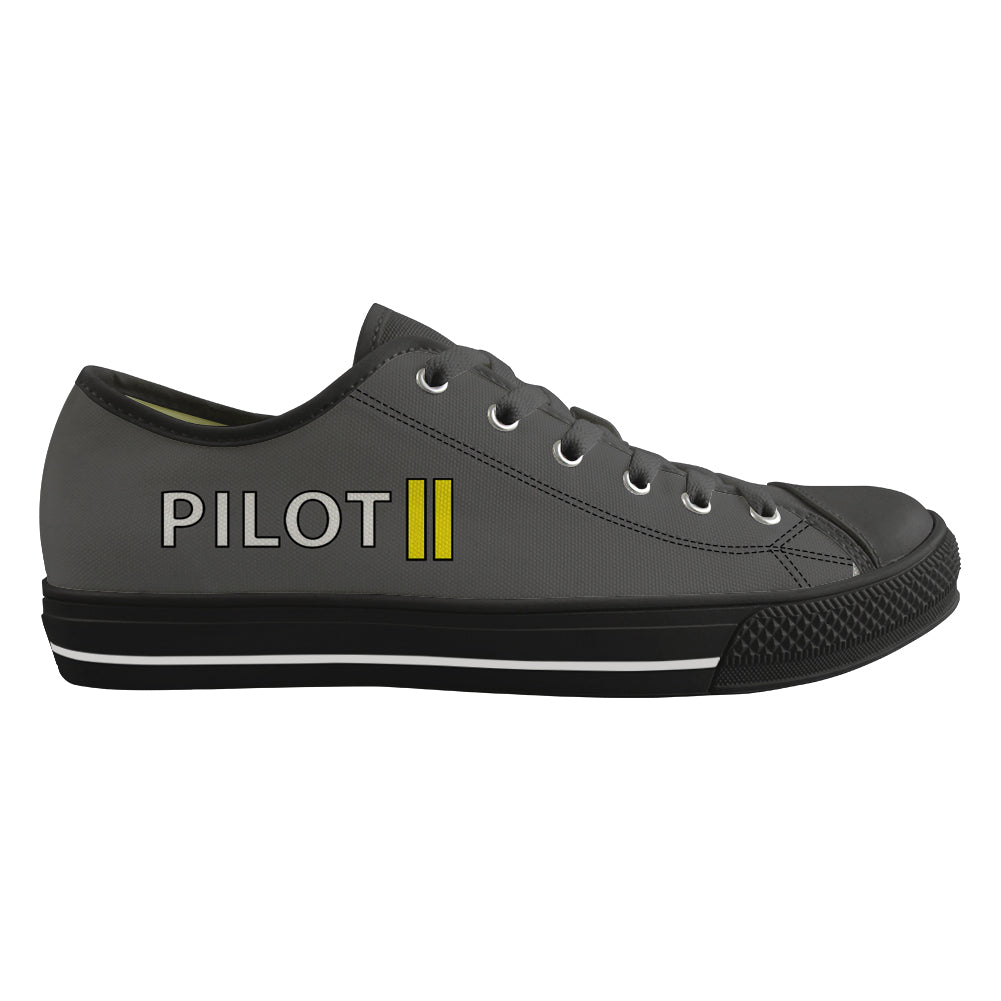 Pilot & Stripes (2 Lines) Designed Canvas Shoes (Men)