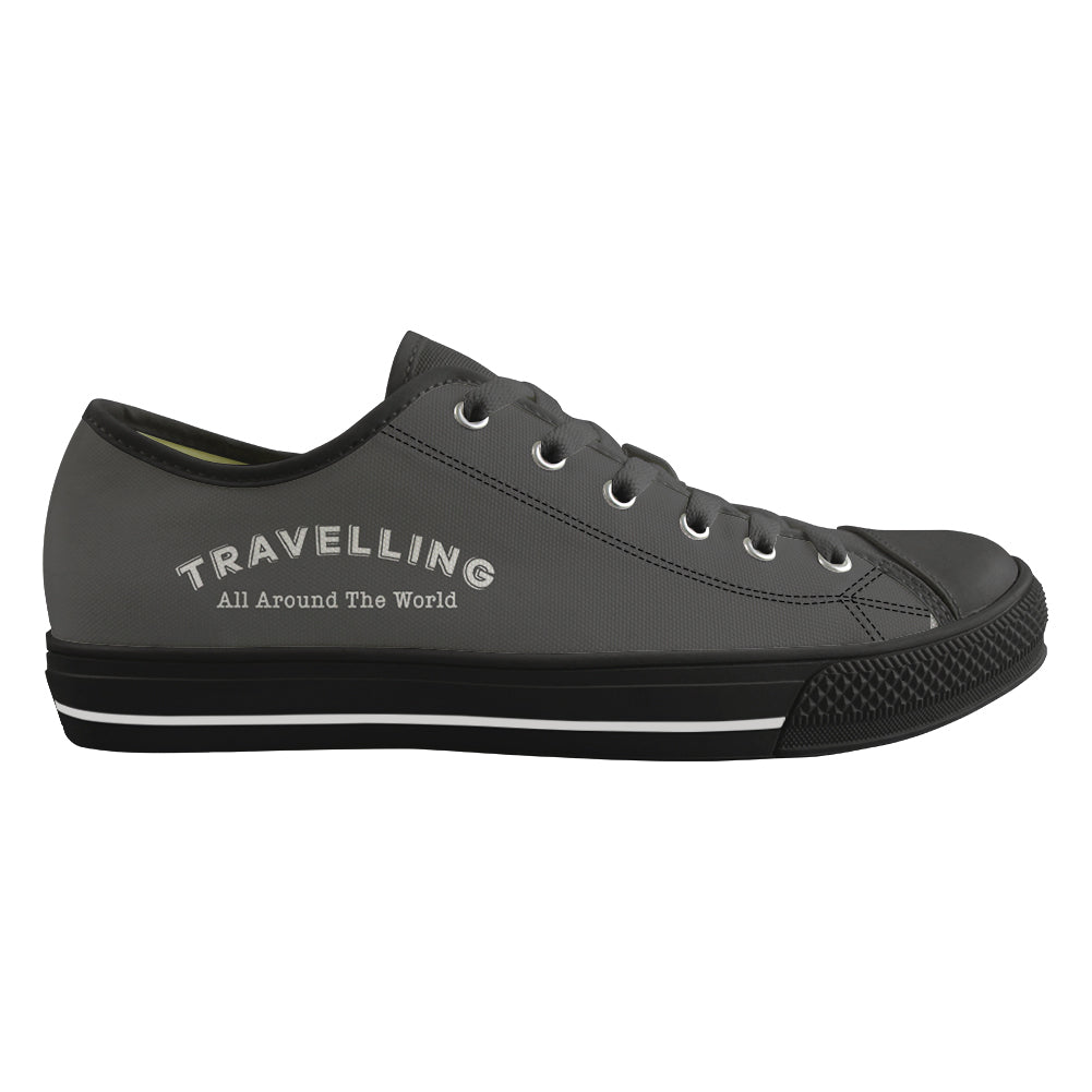 Travelling All Around The World Designed Canvas Shoes (Men)