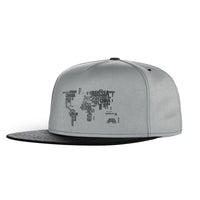 Thumbnail for World Map (Text) Designed Snapback Caps & Hats