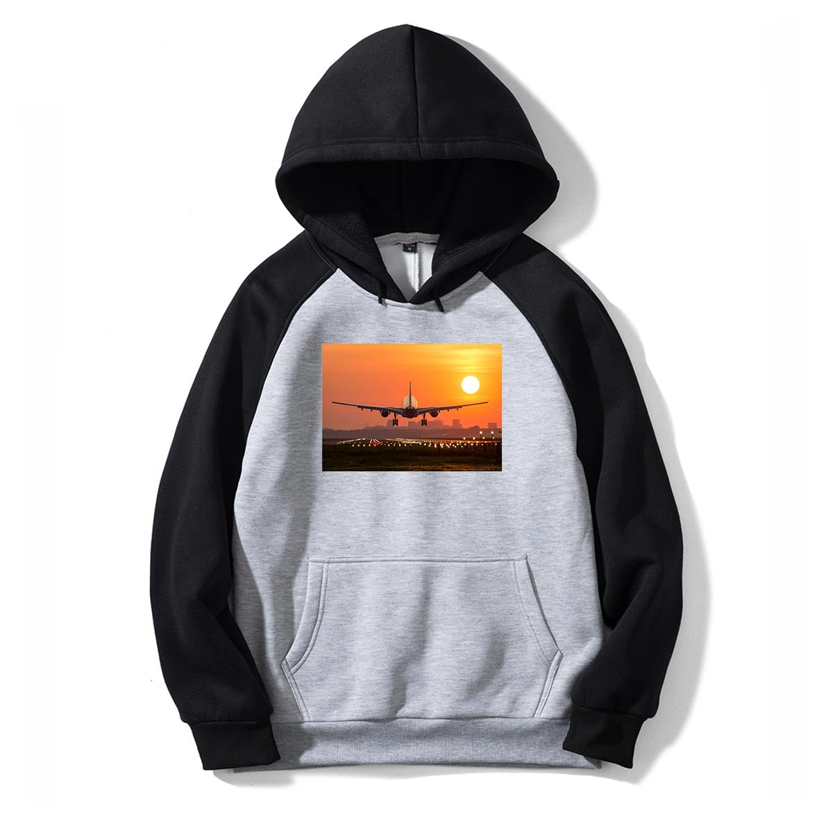 Amazing Airbus A330 Landing at Sunset Designed Colourful Hoodies