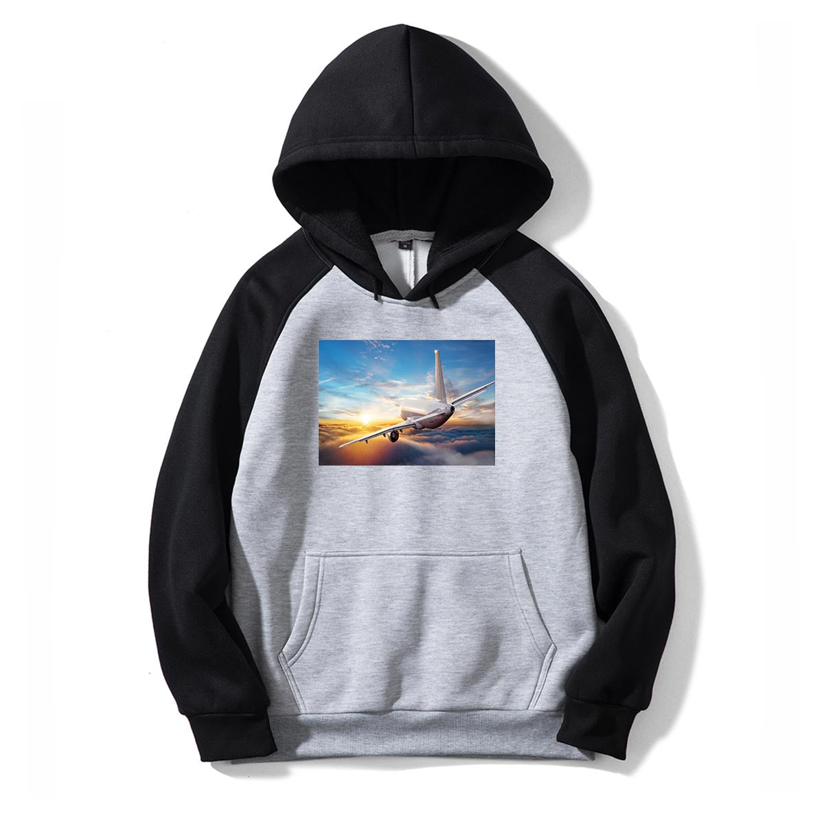 Airplane Flying over Big Buildings Designed Colourful Hoodies
