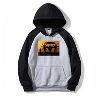 Thumbnail for Military Plane at Sunset Designed Colourful Hoodies