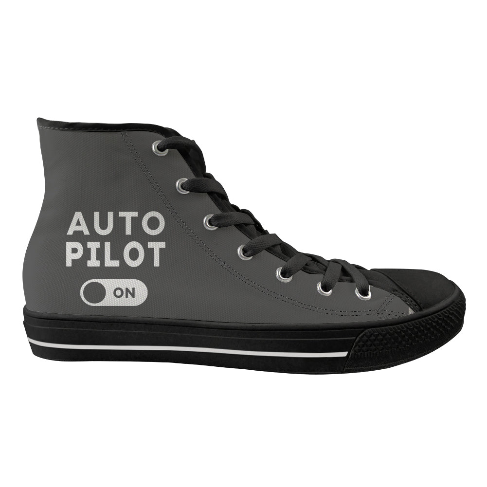 Auto Pilot ON Designed Long Canvas Shoes (Women)
