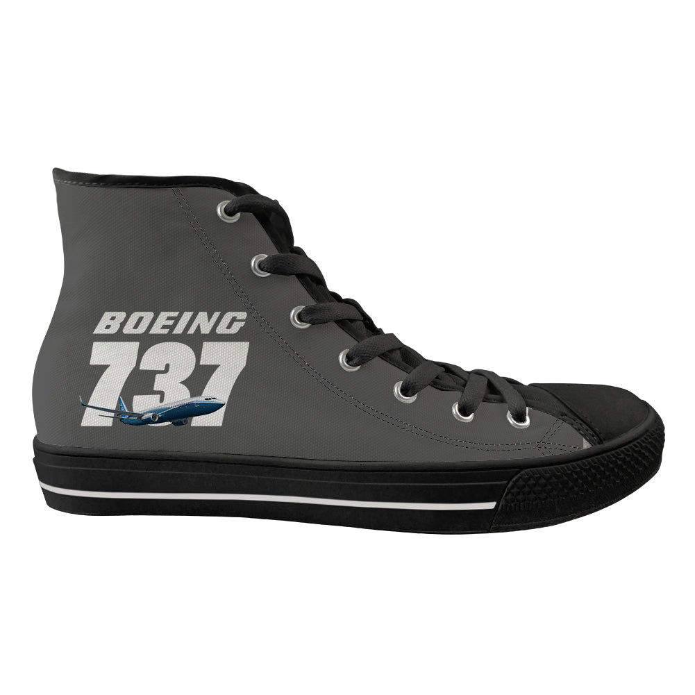 Super Boeing 737+Text Designed Long Canvas Shoes (Men)