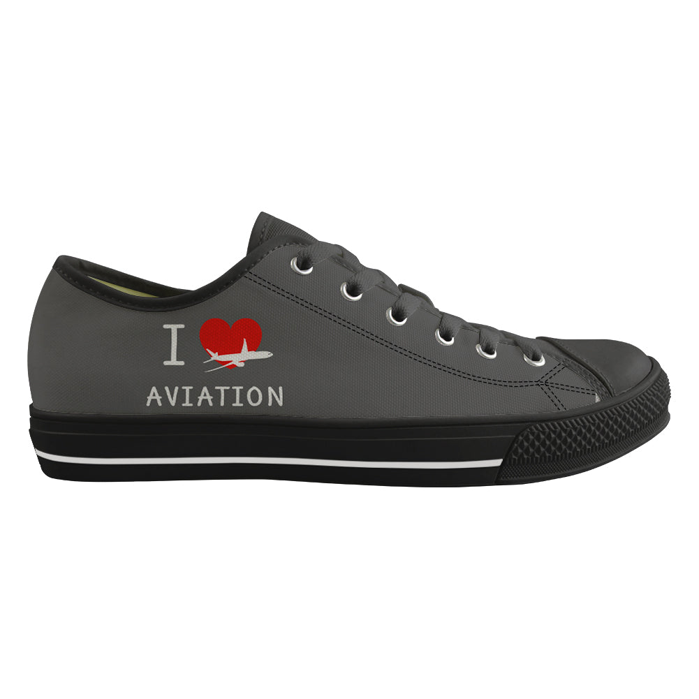 I Love Aviation Designed Canvas Shoes (Men)