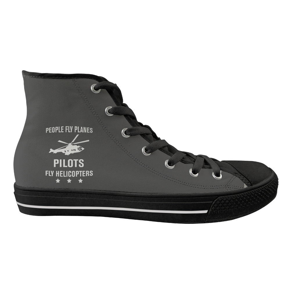 People Fly Planes Pilots Fly Helicopters Designed Long Canvas Shoes (Men)