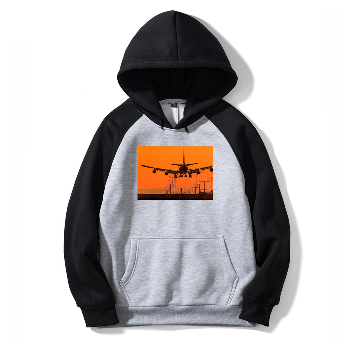 Close up to Boeing 747 Landing at Sunset Designed Colourful Hoodies