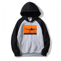 Thumbnail for Close up to Boeing 747 Landing at Sunset Designed Colourful Hoodies