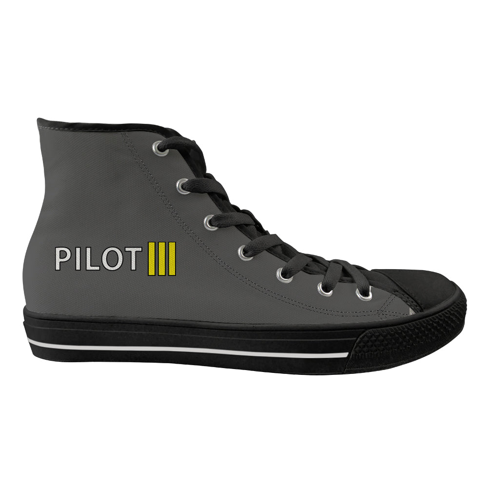 Pilot & Stripes (3 Lines) Designed Long Canvas Shoes (Women)