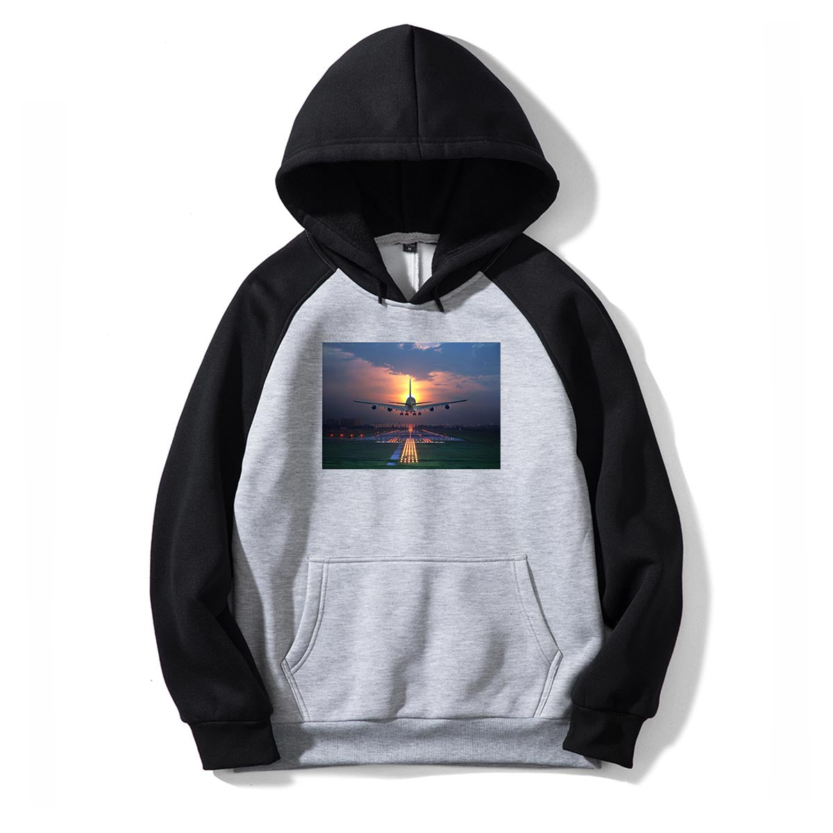 Super Airbus A380 Landing During Sunset Designed Colourful Hoodies