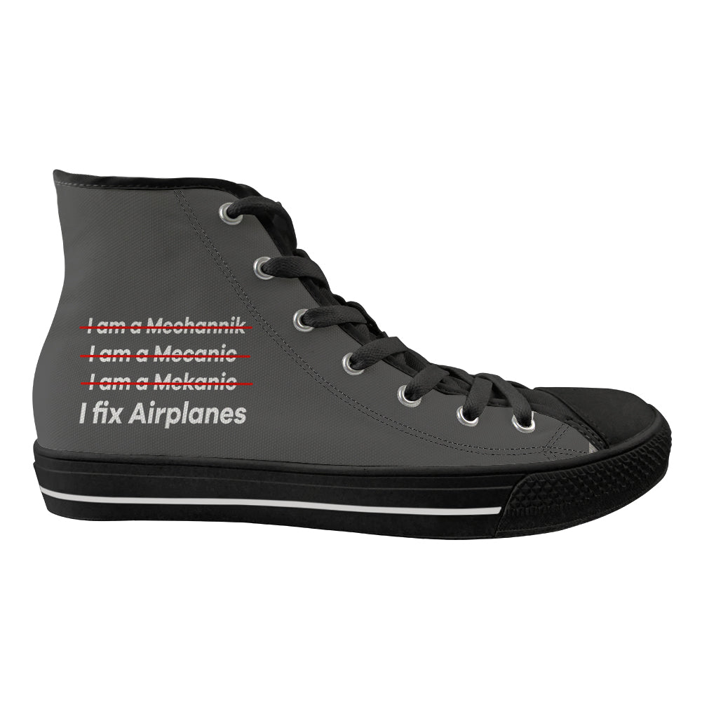 I Fix Airplanes Designed Long Canvas Shoes (Men)