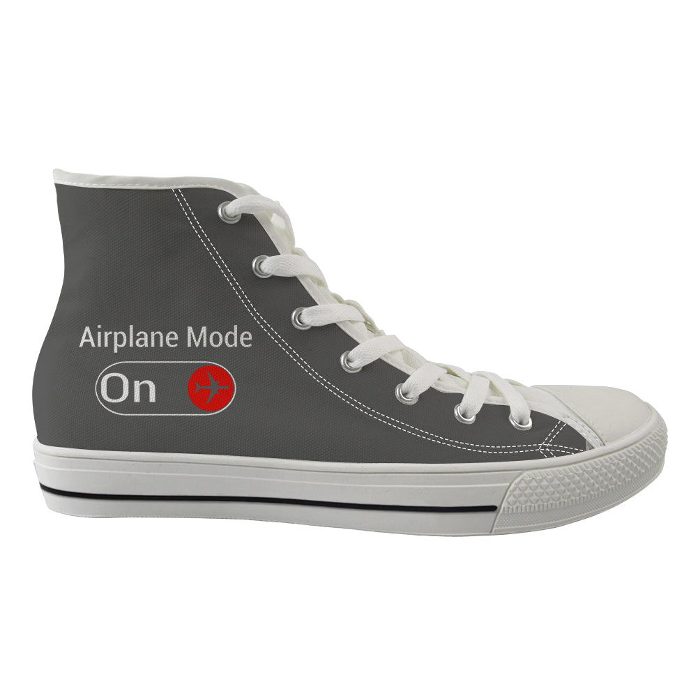 Airplane Mode On Designed Long Canvas Shoes (Women)
