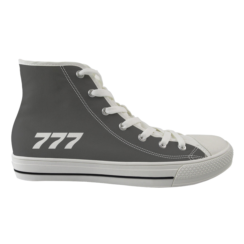 777 Flat Text Designed Long Canvas Shoes (Women)