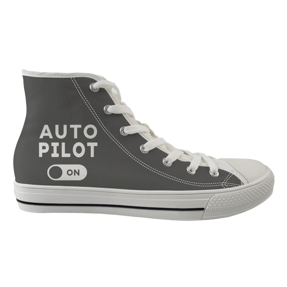Auto Pilot ON Designed Long Canvas Shoes (Women)