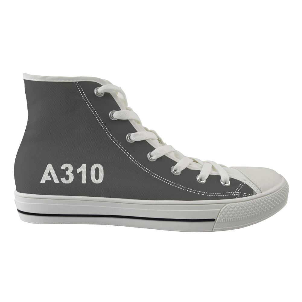 A310 Flat Text Flat Text Designed Long Canvas Shoes (Women)