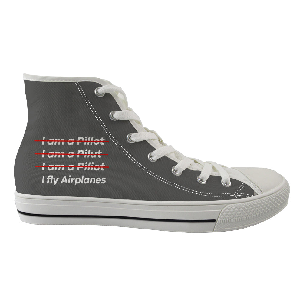 I Fly Airplanes Designed Long Canvas Shoes (Women)